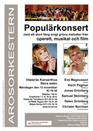 Affisch, Stor Populärkonsert i Västerås Konserthus måndagen den 13 november 2006 kl 19.30.