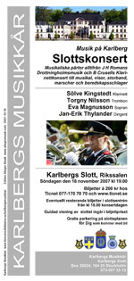 Flyer, Slottskonsert den 18 november 2007, Rikssalen, Karlbergs Slott.