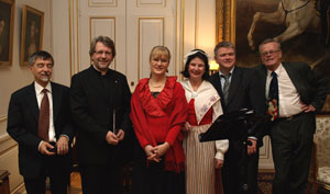 Hans Edkvist, Sverker Linge, Eva Magnusson, Helena Eriksson, Iwar Bergkwist och Björn Eriksson vid adventsmottaningar på Slottet i Linköping den 16 december 2007.