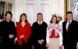 Från vänster: Sverker Linge, Eva Magnusson, Lars Åberg, Helena Eriksson och Iwar Bergkwist vid adventskonserter den 17 december 2006 på Slottet i Linköping.