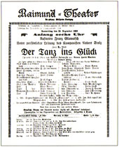 Programblad, Raimund-Theater från urpremiären på Der Tanz ins Glück den 23 december 1920.