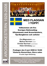 Affisch Nationaldagskonsert Vsters Konserthus den 6 juni 2008.