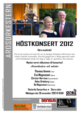 Arosorkestern, Hstkonsert 2012.