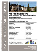 Programblad Marschkonsert Karlbergs Slott den 26 april 2009.
